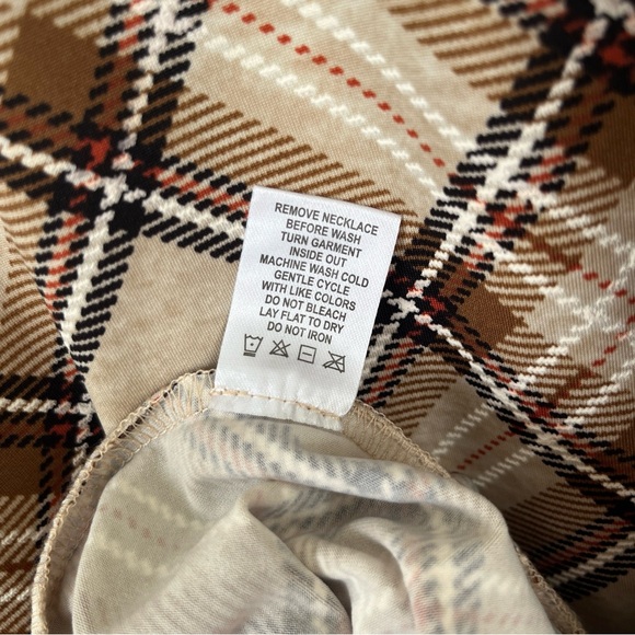 Women’s 3X Tacera Plaid At The Knee Dress NWT Brown White Orange - Picture 6 of 12